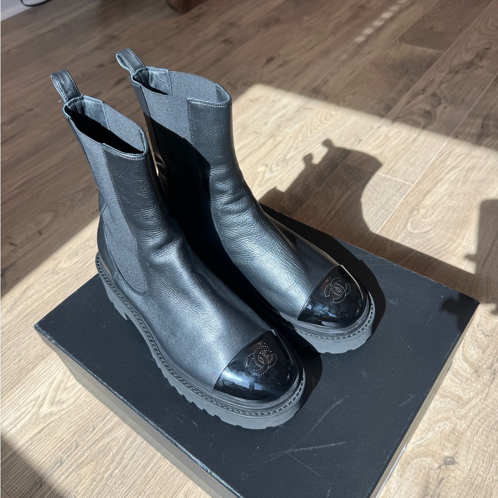 CHANEL Black Combat & Moto Boots